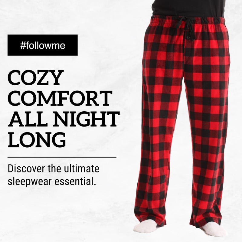 #FollowMe 45902-1B-S Polar Fleece Pajama Pants for Men/Sleepwear/PJs, White Buffalo Plaid, Small - Image 3